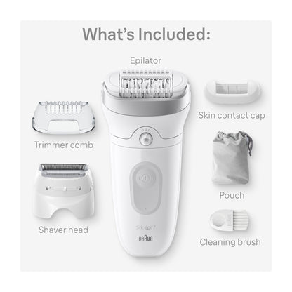 Braun Epilator | SE7-041 Silk épil 7 | Wet & Dry | White/Silver