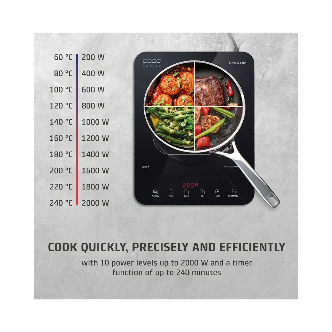 Caso | Mobile Single Hob | ProSlim 2000 | Induction | Touch | Timer | Black