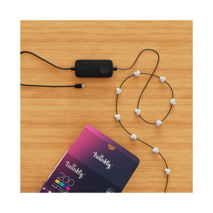 Twinkly Candies | 200 Heart-shaped RGB LED Lights | Green Wire | USB-C