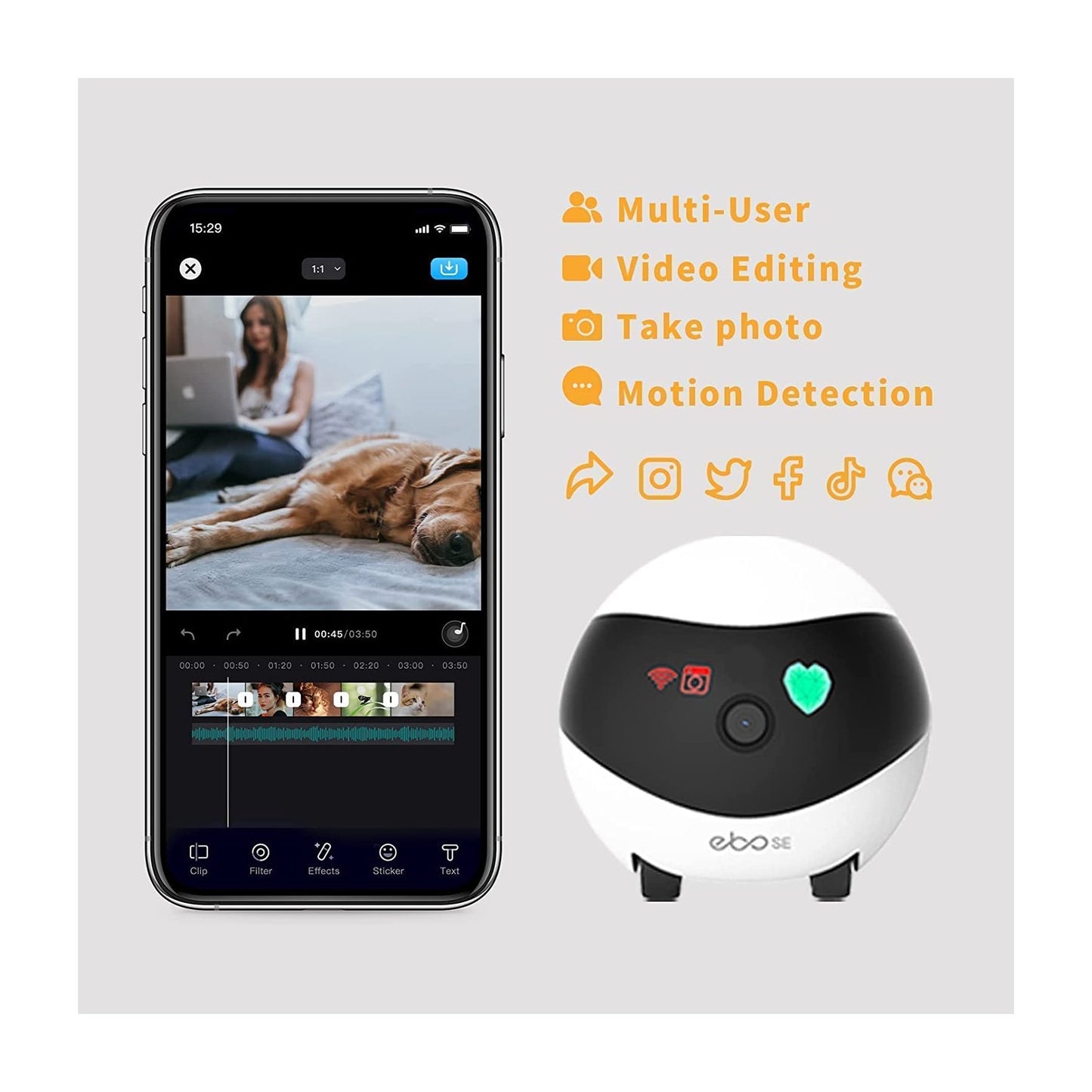 Enabot | EBO SE | Robot IP Camera | Compact | N/A MP | N/A | 16GB external memory, support 256GB at maximum