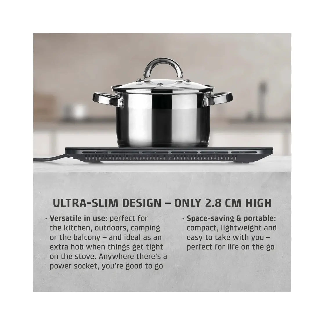 Caso | Mobile Single Hob | ProSlim 2000 | Induction | Touch | Timer | Black