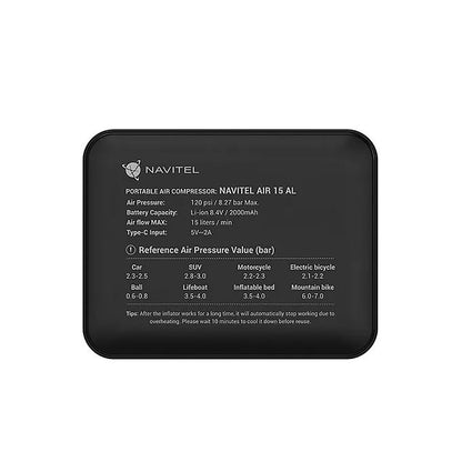 Navitel | 120PSI / 8.27 bar | Mobile Air Compressor AIR 15 AL | Air Compressor