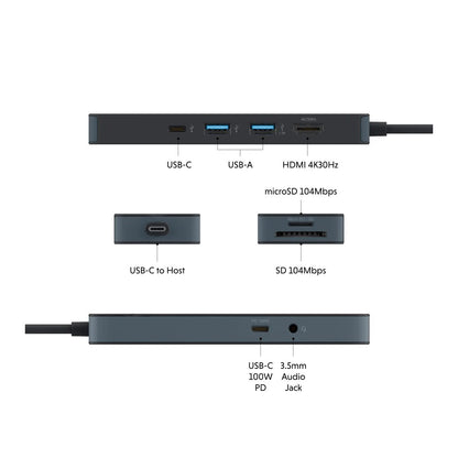 Hyper HyperDrive Flex 8 Port USB-C Hub | HD4102BKGL | Black